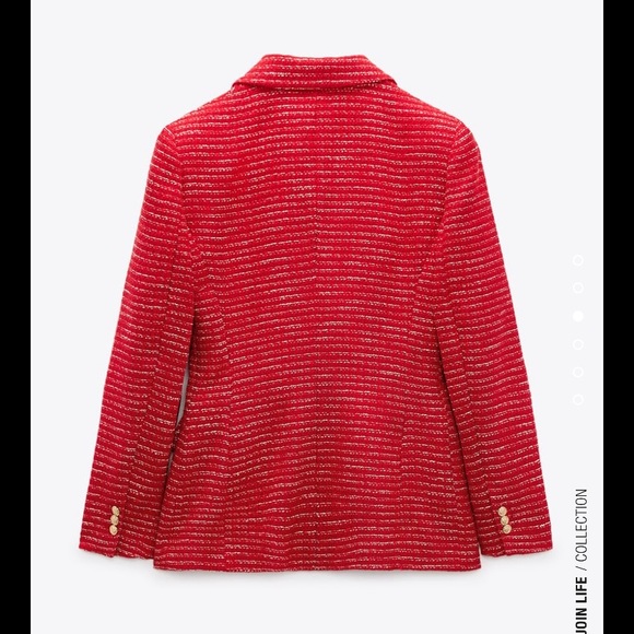Red, textured double breasted blazer from Zara - NWT - Picture 7 of 14